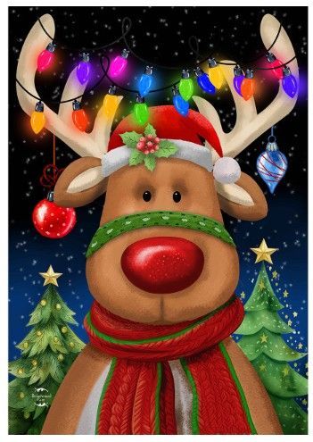 Festive Reindeer Garden Flag