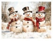 9x12" Pallet Art - Three Frosty Fellows