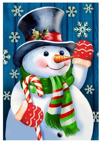 Candy Cane Snowman Garden Flag