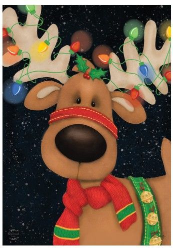 Reindeer in Lights Garden Flag