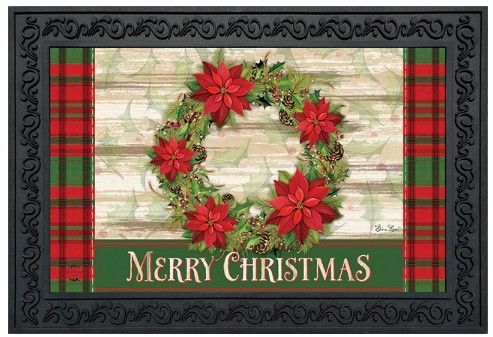 Poinsettia Wreath Doormat Poinsettia Wreath Doormat
