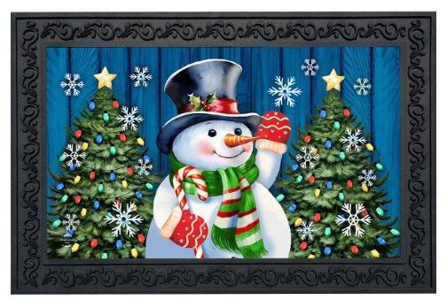 Candy Cane Snowman Doormat Candy Cane Snowman Doormat