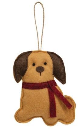 Felt Dog w/ Scarf Ornament