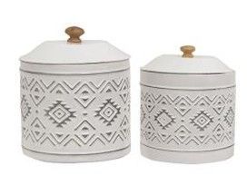 Aztec White Metal Canister