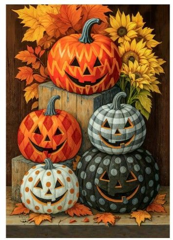 Patterned Pumpkin Patch Garden Flag