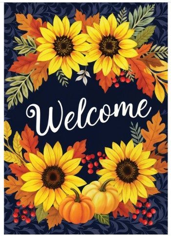 Autumn Sunflowers Welcome Garden Flag