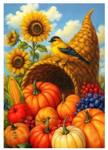Autumn Harvest Goldfinch Garden Flag