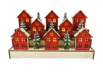Lighted Wooden Christmas Village