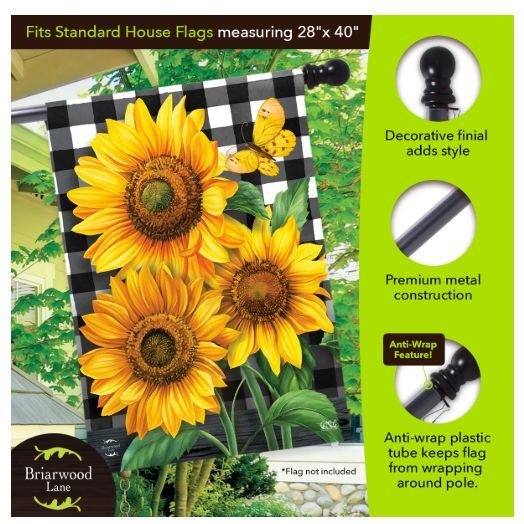 57 57" Black Metal House Flag Pole
