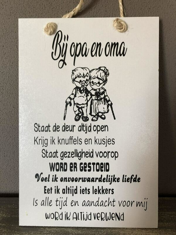 Tekstbordje opa en oma