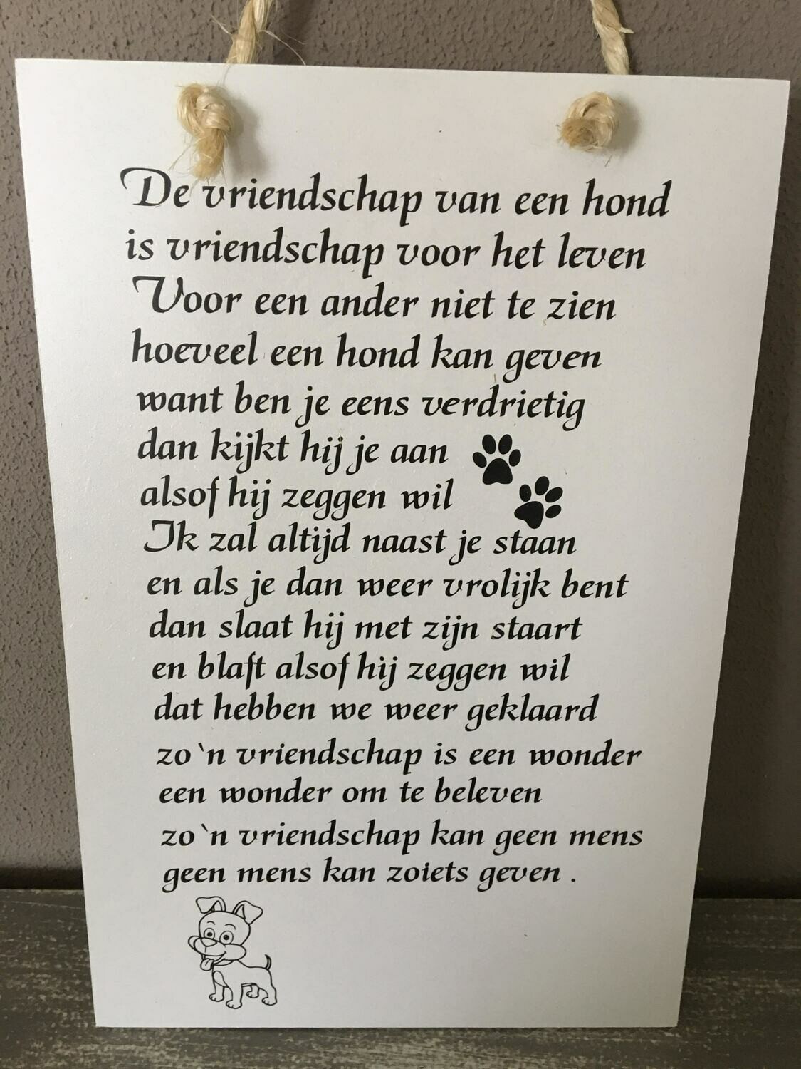 Tekstbord hond