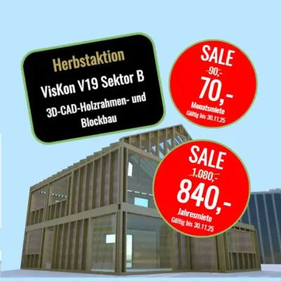 VisKon V19 Sektor B (Holzrahmen-, Blockbau, CAD/CAM) (Mietversion) SONDERAKTION 11/2025