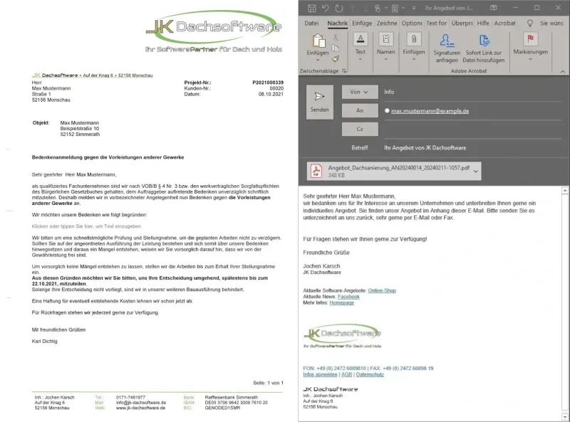 Bundle: Musterbriefe und Outlook-Vorlagen für smartDach 2025