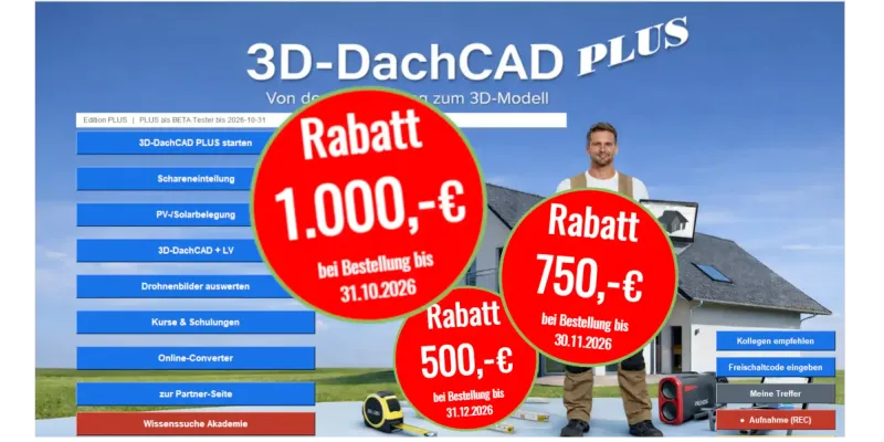3D-DachCAD 8.0 PLUS (BETA) - Software für Dachprofis