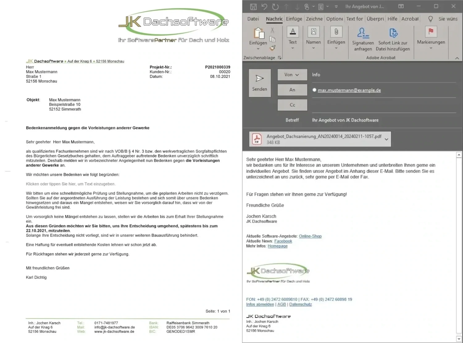 Bundle: Musterbriefe und Outlook-Vorlagen für smartDach 2027
