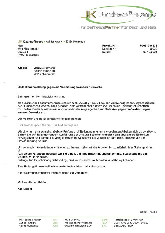 Musterbriefe für smartDach 2027