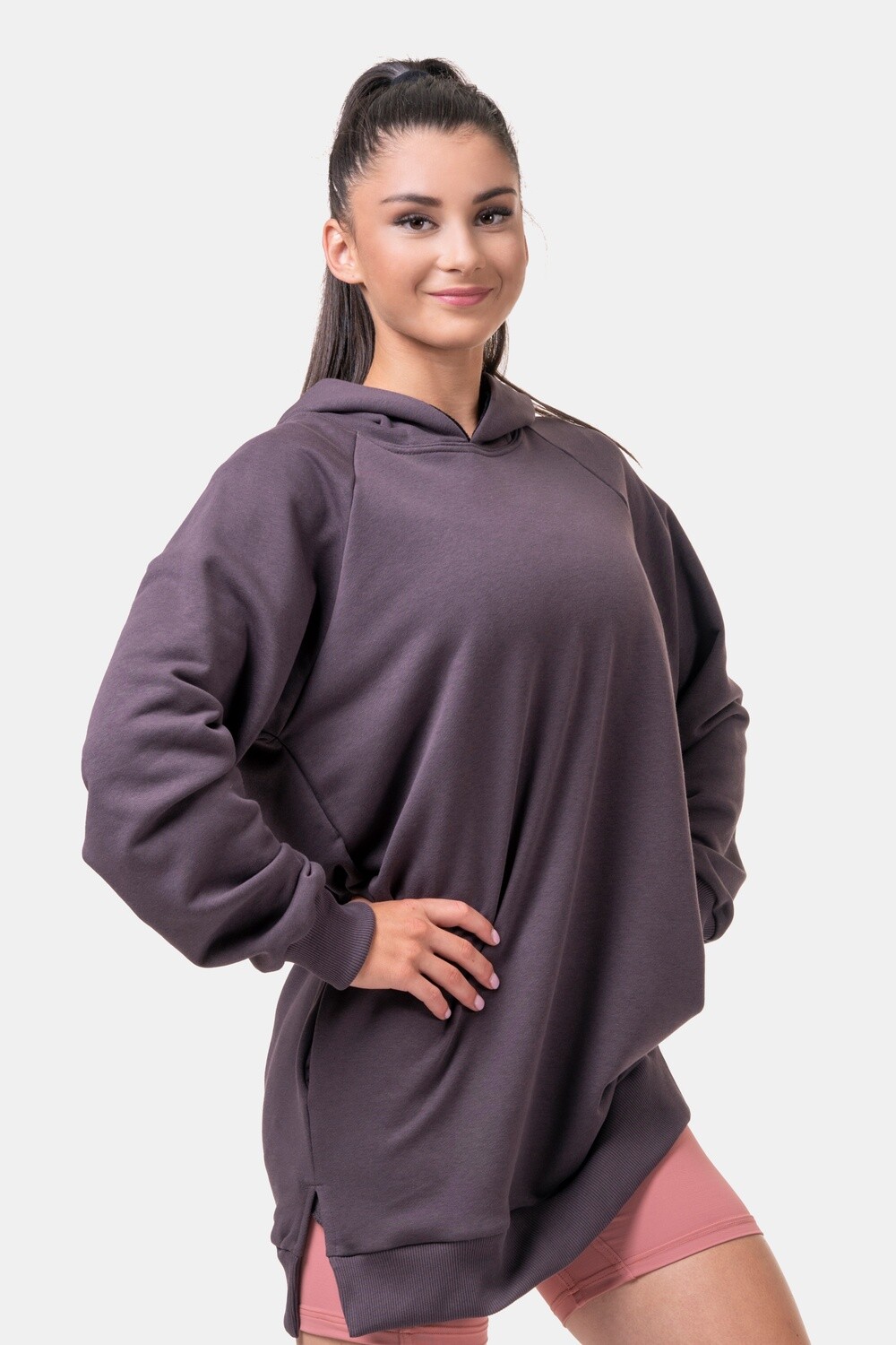 Толстовка женская Everyday HERO Long Sweatshirt with a hoodie 580 Каштановая
