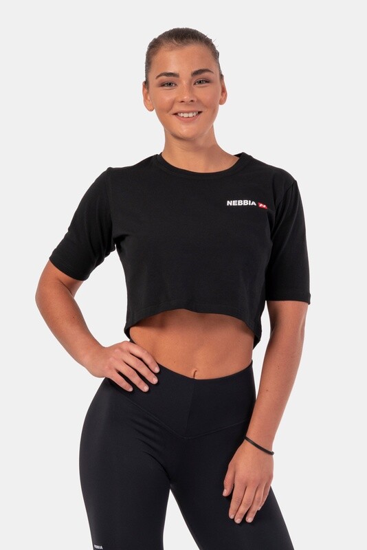 Футболка MINIMALIST LOGO NEBBIA CROP TOP 600 Черная