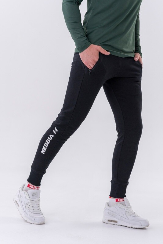 Брюки SLIM SWEATPANTS WITH ZIP POCKETS &quot;RE-GAIN&quot; 320 Черные