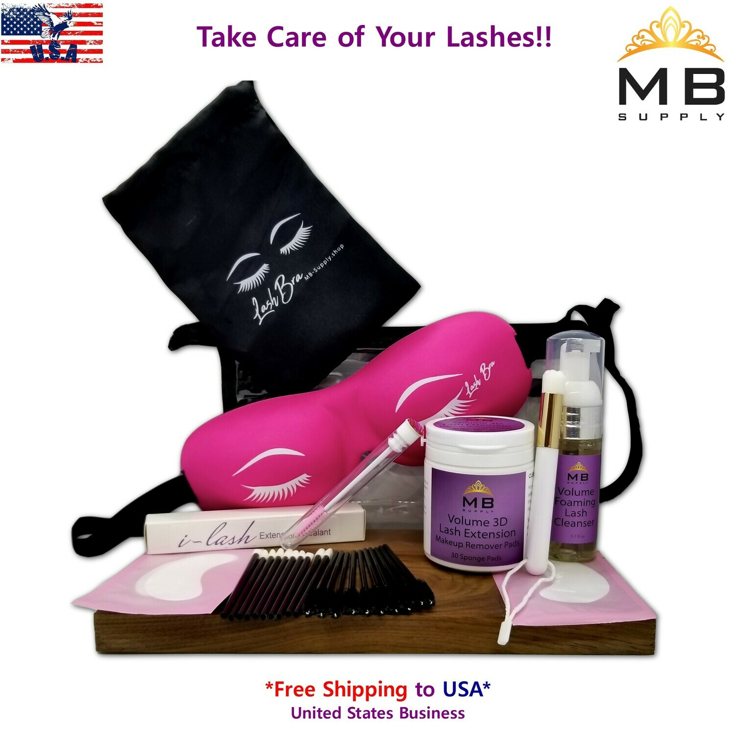 Aftercare Kit + Free Protective Lash Bra Quantity discount for resale to clients. USA Seller