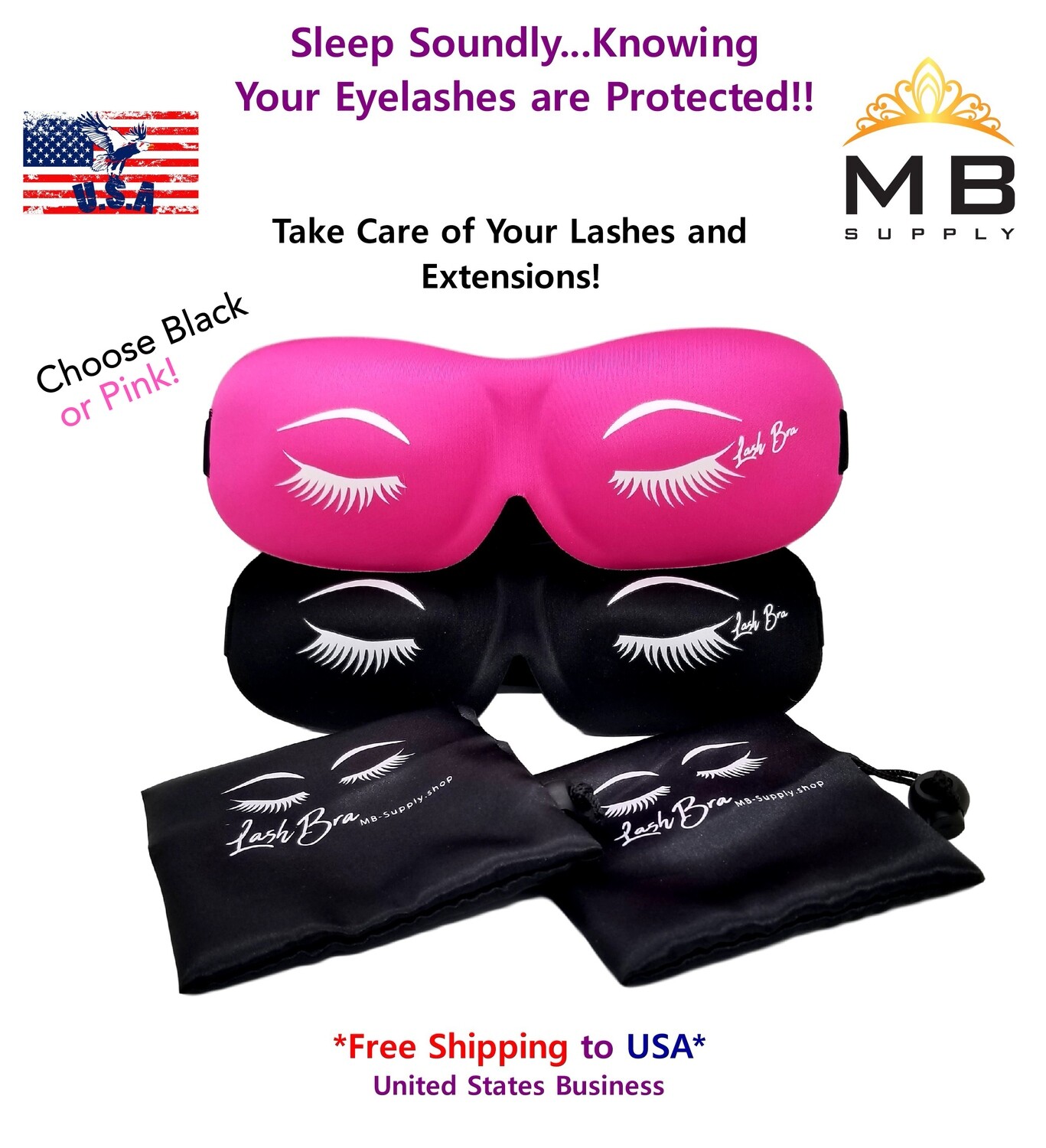 Eyelash Extensions Lash Bra MASK Protects Lashes While U SLEEP Quantity Discounts US Seller