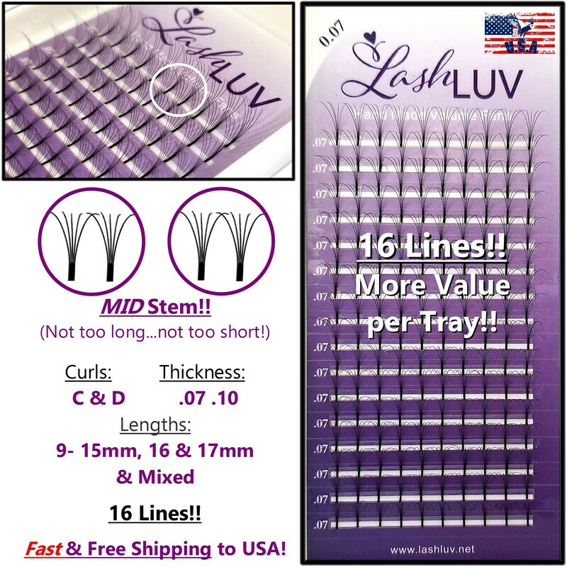 5D Premade Volume Eyelash Extensions 16 ROWS .07 .10 C&D Curl