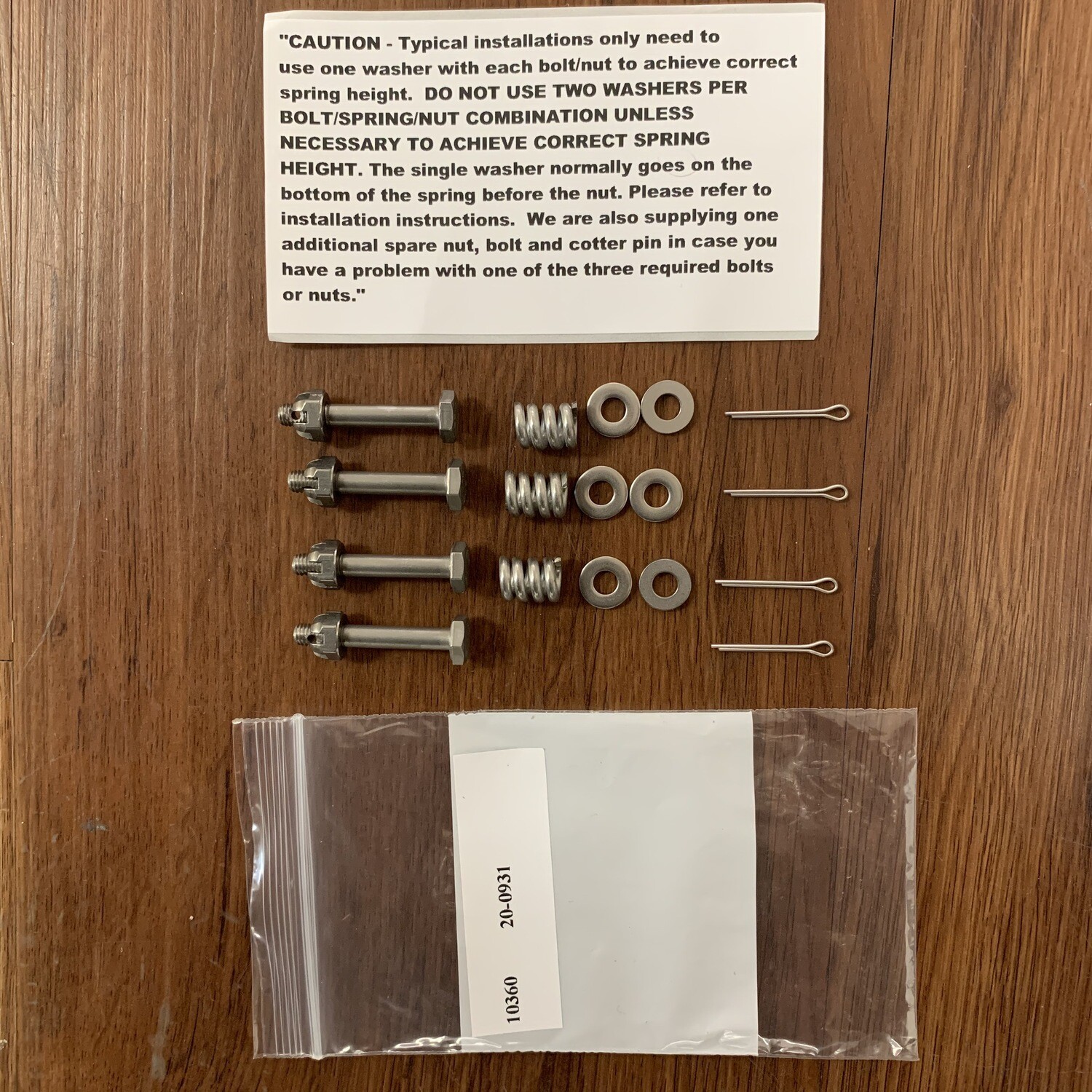 10360 Ball Joint Spring &amp; Hardware Pack