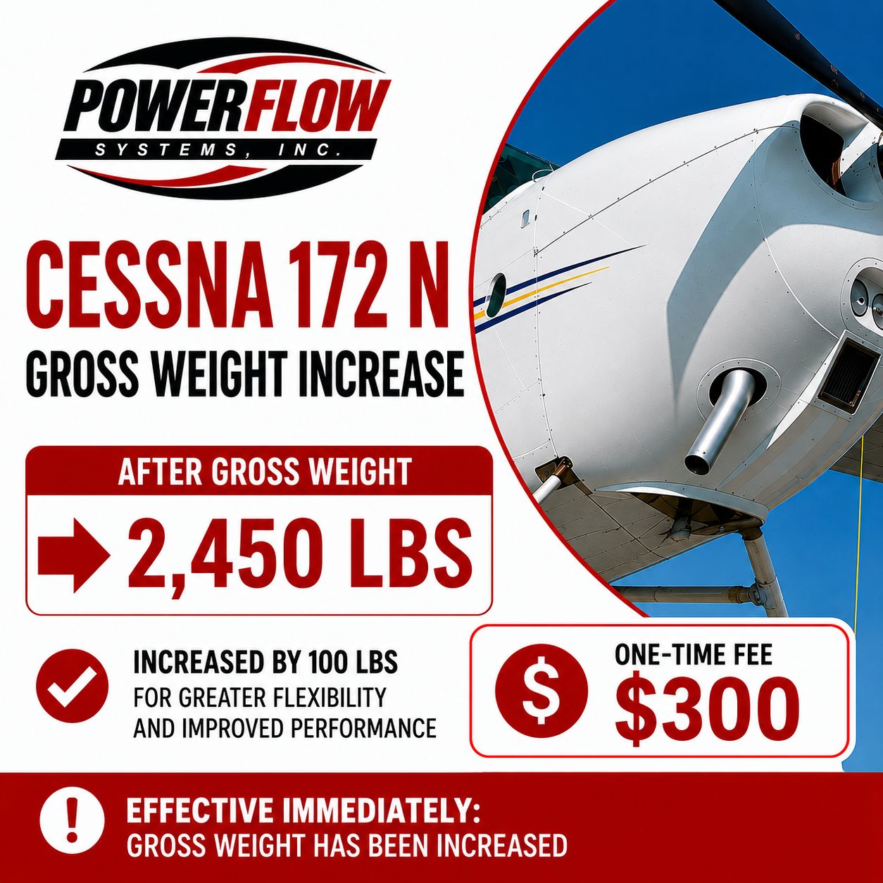 Cessna 172N 100lbs Gross Weight Increase