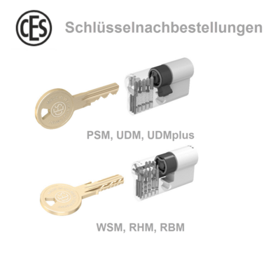 Ersatzschlüssel - Nachschlüssel PSM | UDM | UDMplus | WSM | RHM | RBM