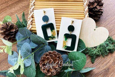 Boucles d'Oreilles -  Alegria (vert forêt et doré)