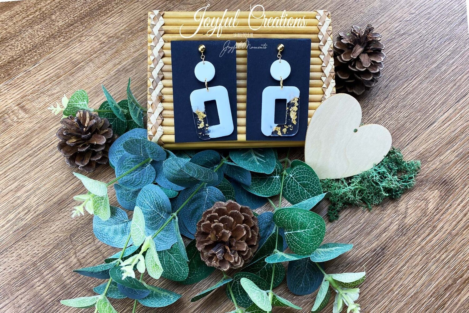 Boucles d'Oreilles - Alegria (blanc et doré)