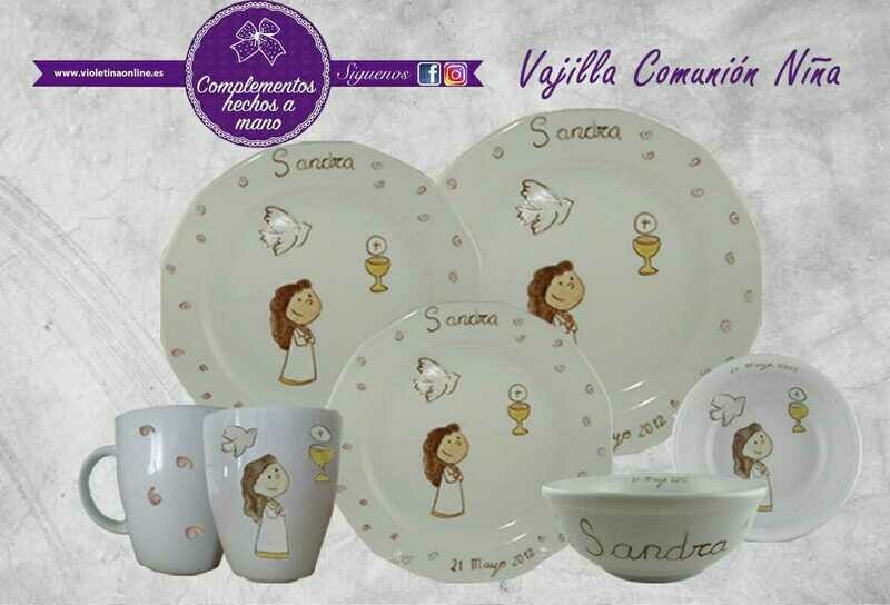 Vajilla Comunión niña Modelo 1 (elaboración máximo 15 días laborables)