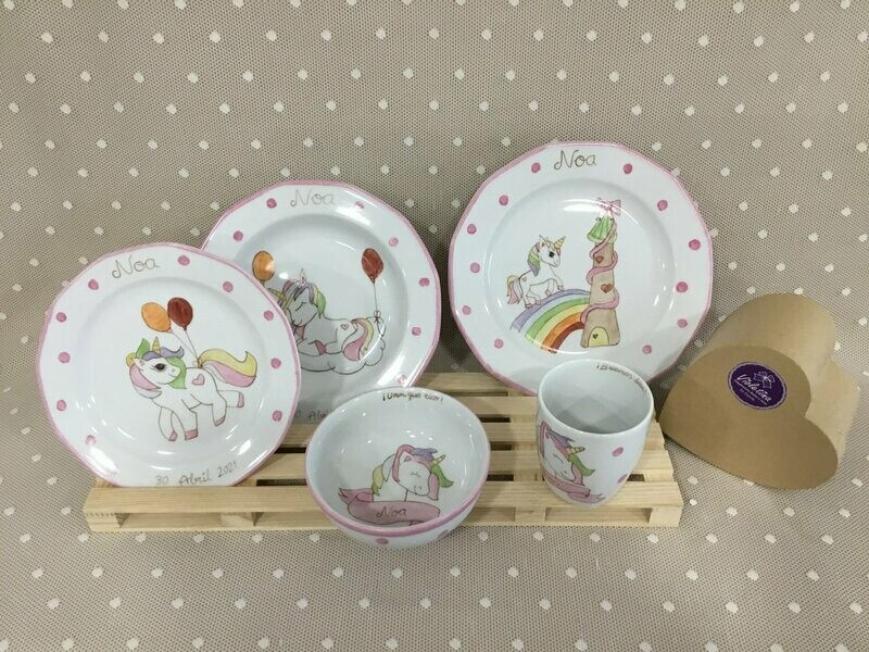 Vajilla Unicornio. (elaboración máximo 15 días laborables)