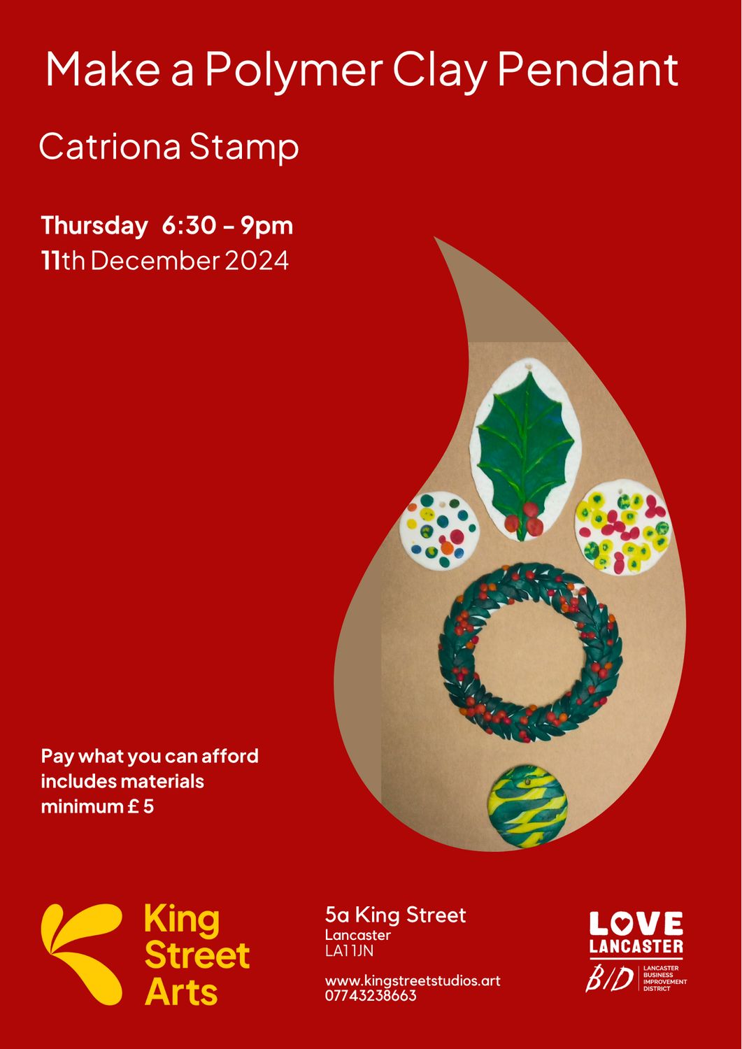 Polymer Clay Workshop: Create Christmas-Inspired Jewellery with Catriona Stamp