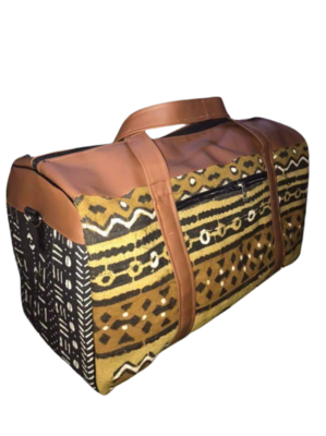 MUDCLOTH WITH LEATHER DUFFLE BAG