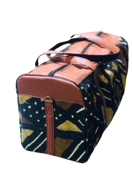MUDCLOTH WITH LEATHER LUGGAGE BAG