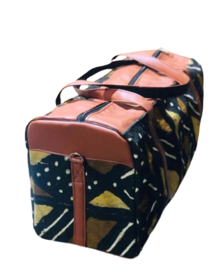 MUDCLOTH WITH LEATHER LUGGAGE BAG