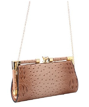Crocodile Beige/Bronze Clutch