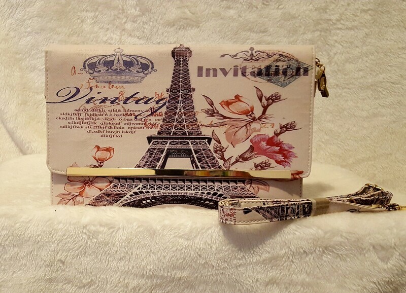 Paris Printed Ticket Clutch