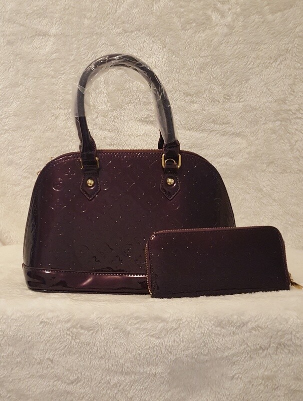 Designer Inspired Purple Handbag/Billfold Set