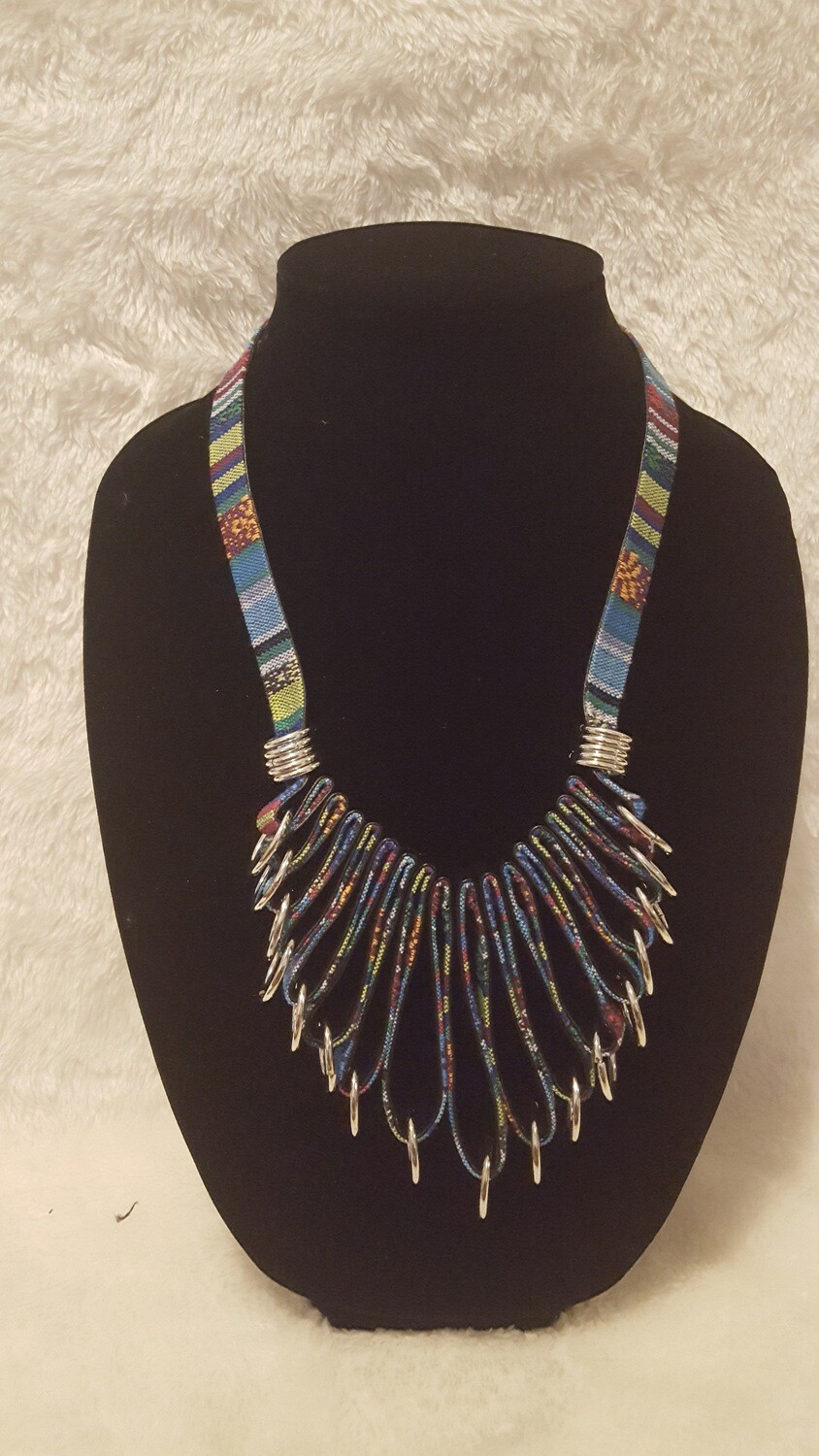 African Leather Cloth Ethnic Artist Necklace