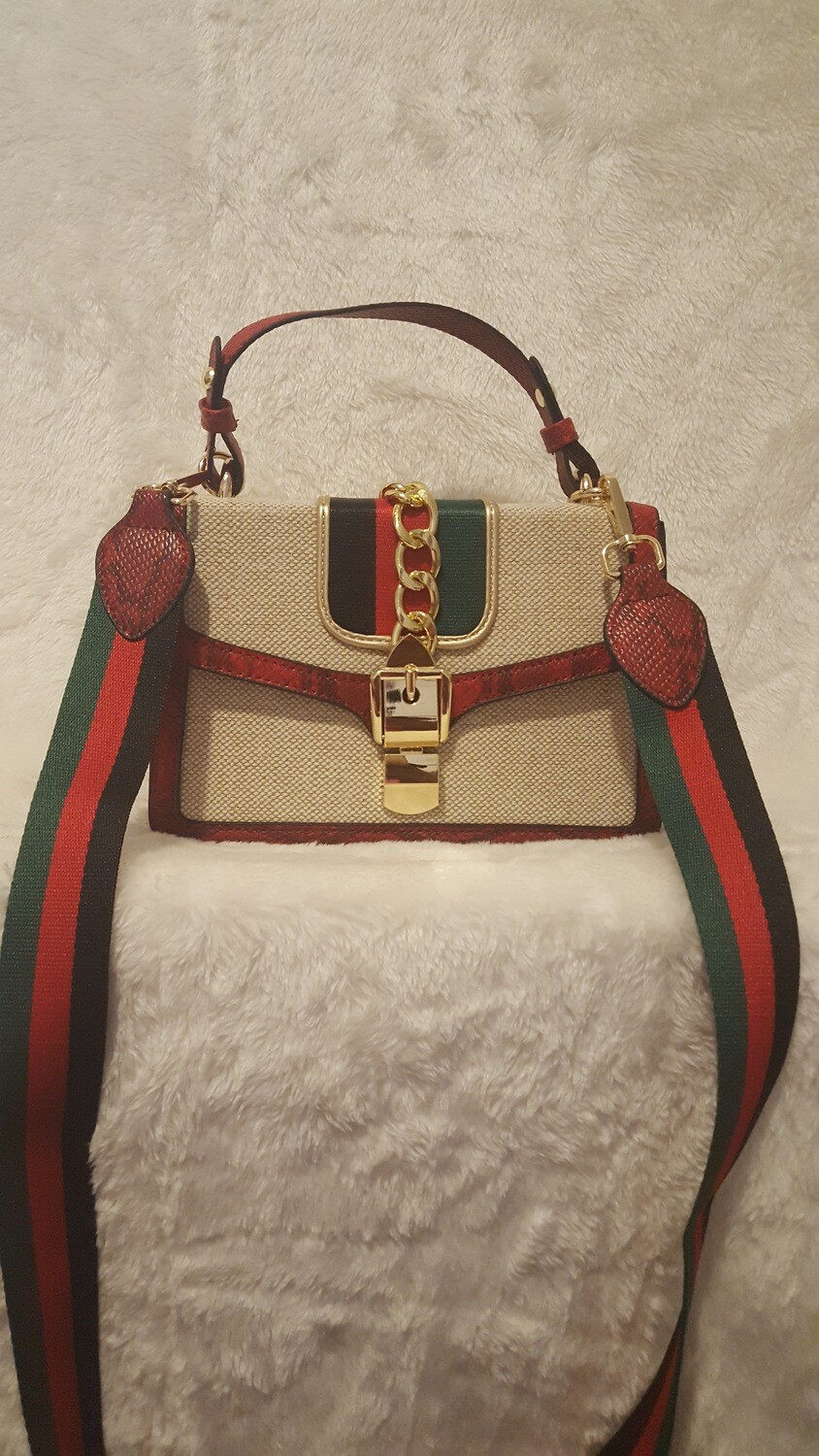 Inspired Crocodile Leather Print Flap Crossbody / Handbag