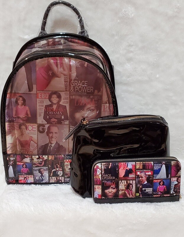 Royalty See Thru Obama Backpack Set (Black)