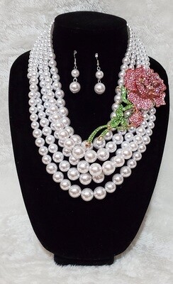 Pearls & Pink Rosed Set