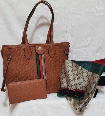 GG Inspired Handbag w Wallet/ GG Sunglasses/ GG 100% Silk Scarf