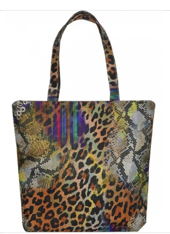 Multi Color Rainbow Tiger Print Tote