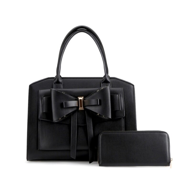 Satchel Tote with Gold Beading/ wallet included