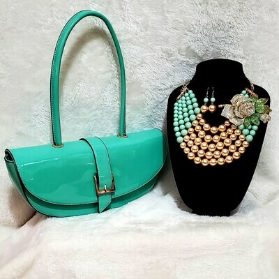 Tiff Blue Bundle Includes Necklace Set w/brooch