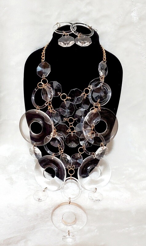 Circle Sizing Necklace Earring Set