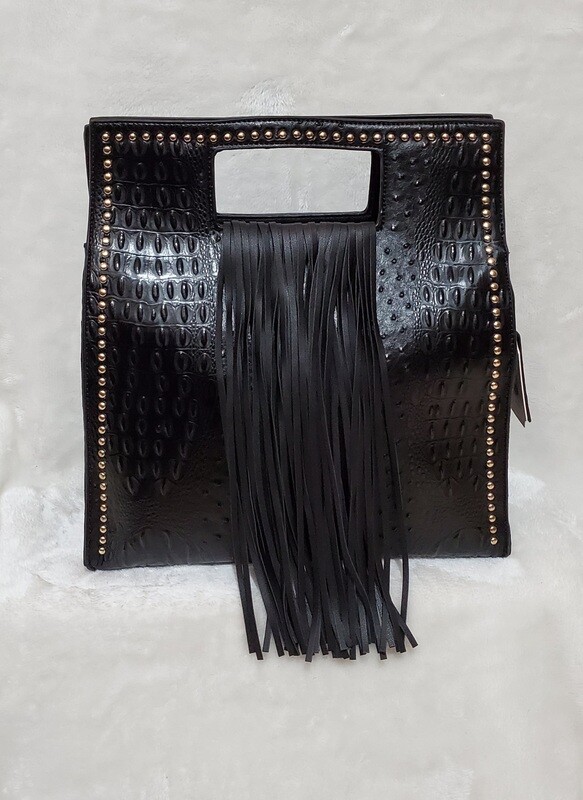 Black Fringe Tote/ Shoulder Pursenality